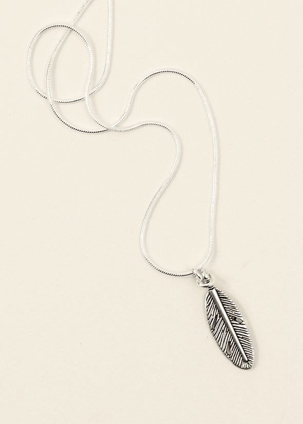 junkbox silver feather necklace