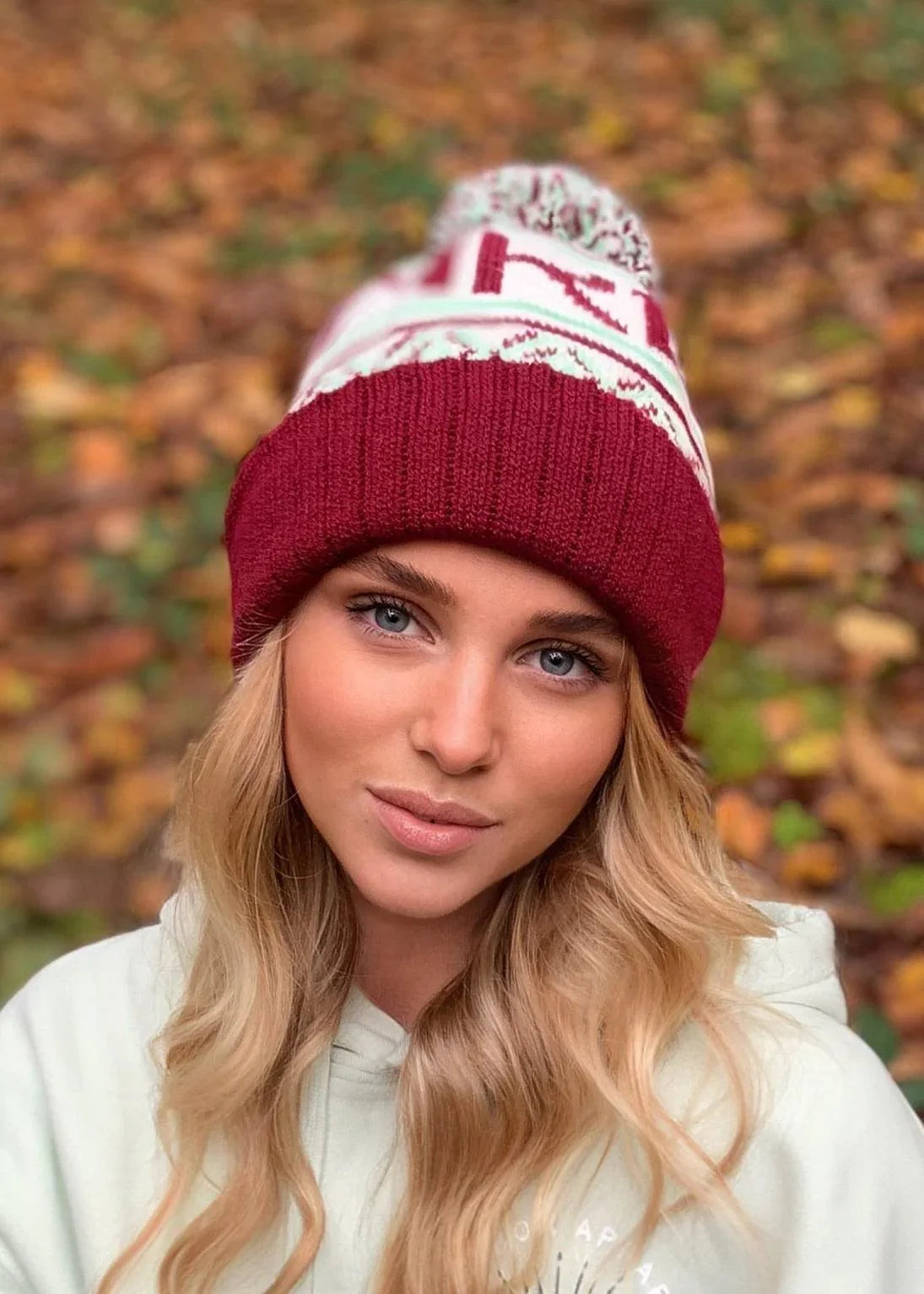 logo-bobble-hat-in-burgundy-and-mint-junkbox-apparel-4 - Junkbox Apparel