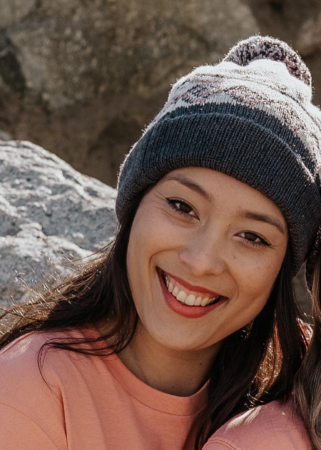 logo-merino-bobble-hat-in-rose-and-charcoal-junkbox-apparel-6 - Junkbox Apparel