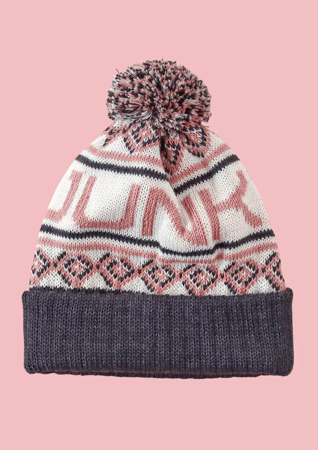 logo-merino-bobble-hat-in-rose-and-charcoal-junkbox-apparel-7 - Junkbox Apparel
