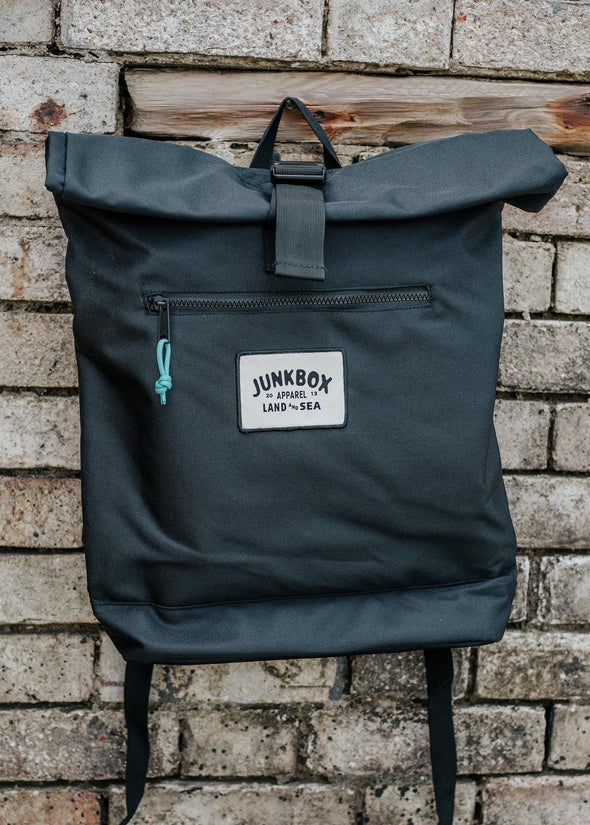 junkbox black recycled backpack