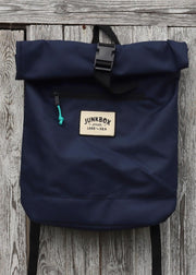 'The Adventurer' Recycled Roll-Top Backpack in Navy - Junkbox Apparel