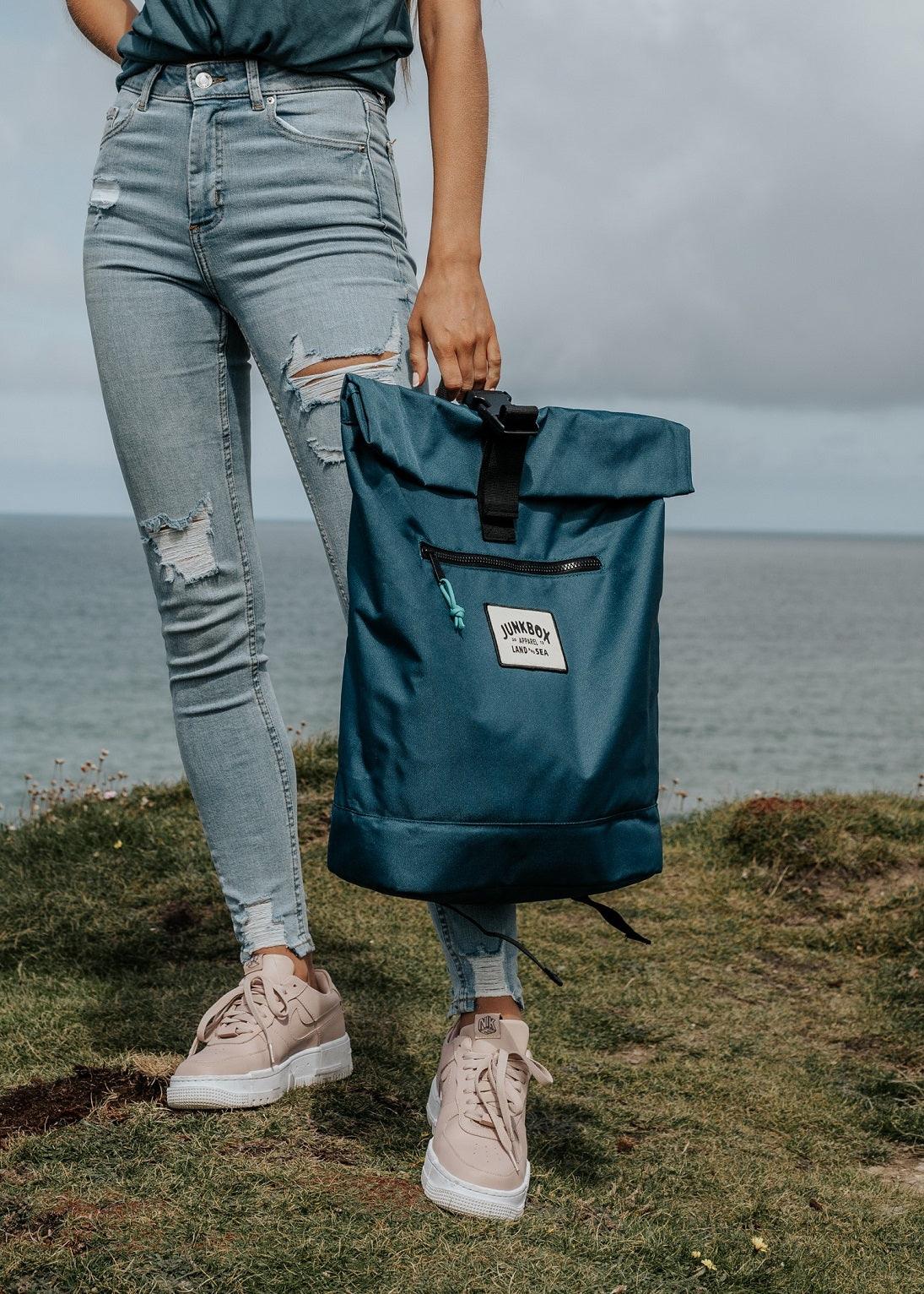 junkbox recycled blue backpack