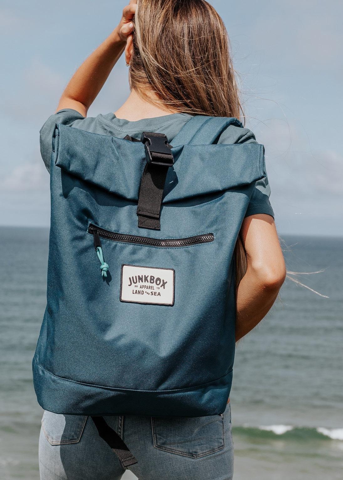 the-adventurer-recycled-roll-top-backpack-in-petrol-blue-junkbox-apparel-3 - Junkbox Apparel