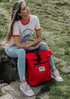 recycled red junkbox backpack