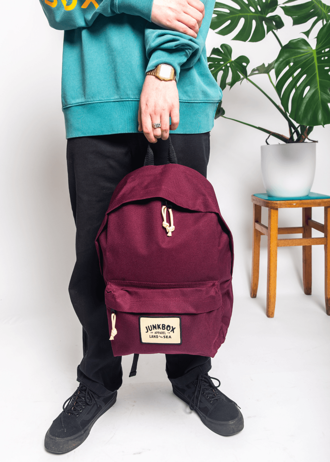 junkbox burgundy recycled classic backpack