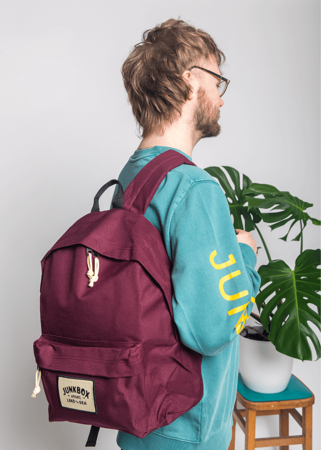 junkbox burgundy recycled classic backpack