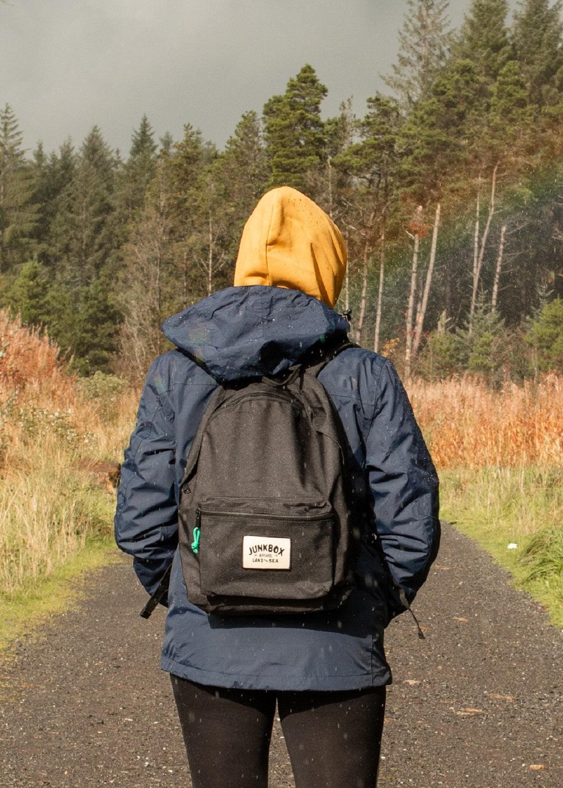 junkbox black recycled backpack