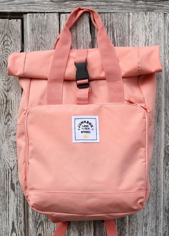 Junkbox recycled coral roll top backpack