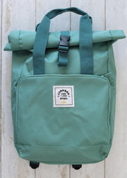 Junkbox Everyday Recycled Roll-Top Backpack in Sage Green