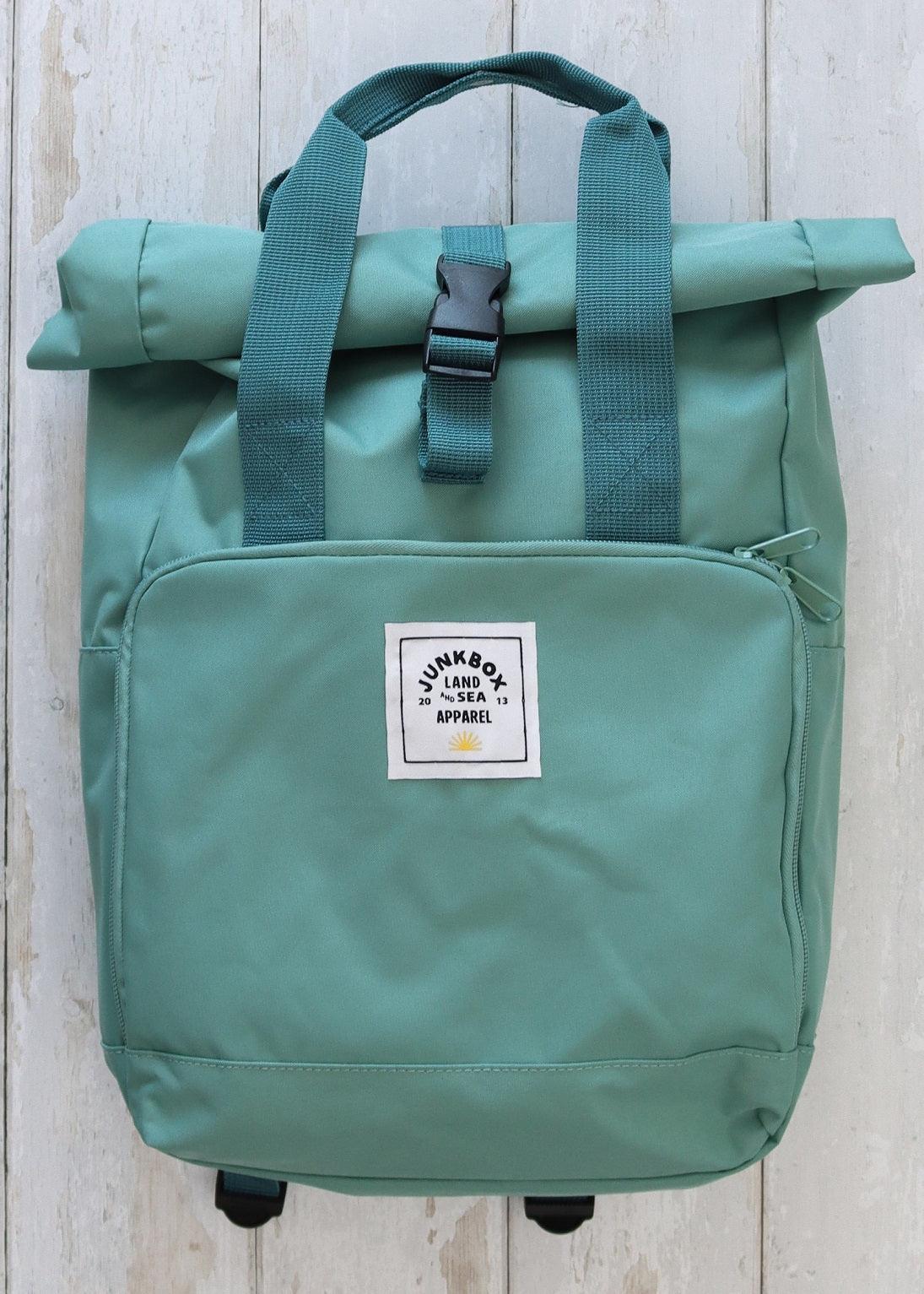 Junkbox Everyday Recycled Roll-Top Backpack in Sage Green