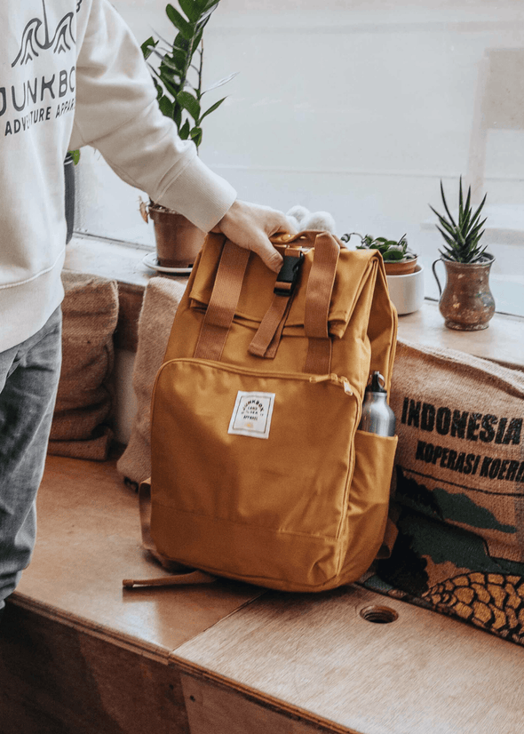 junkbox recycled mustard laptop backpack