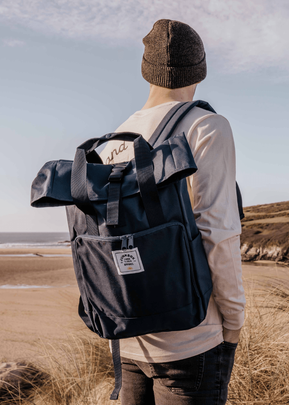 junkbox recycled navy laptop backpack