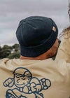 navy junkbox organic cotton waffle fisherman beanie