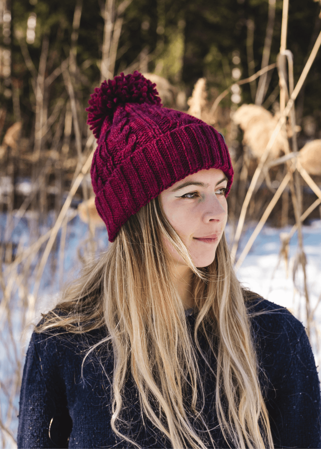 Burgundy online bobble hat