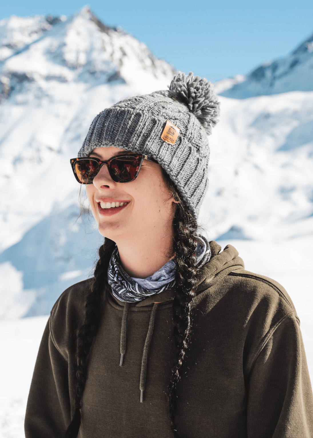 junkbox grey knitted beanie bobble hat